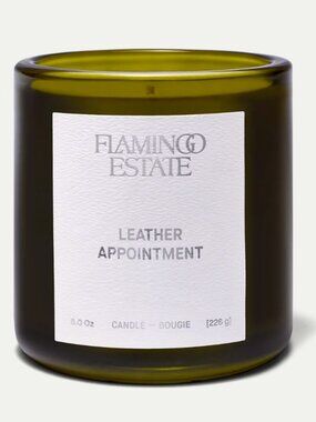 FLAMINGO ESTATE Leather Appointment Scented Candle - 8oz with box. NIB - 25% OFF